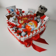 Box serce Kinder z misiem Dzień dziecka Walentynki Dzień Kobiet