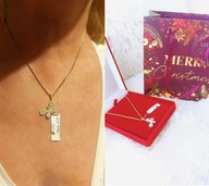 Zestaw złoty łańcuszek lisi ogon zawieszka motylek z cyrkoniami 585 45 cm