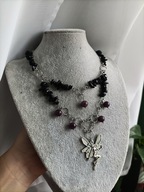 Naszyjnik - wróżka, ametyst i agat - rękodzieło, stal nierdzewna