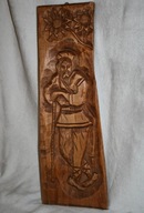 PŁASKORZEŹBA W DREWNIE GÓRAL DREWNIANY OBRAZ 3D HANDMADE ANTYK UNIKAT