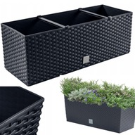CZARNA DONICZKA KWIATY RATTANOWA ANTRACYT 51,5CM LEKKA ODPORNA BALKON TARAS
