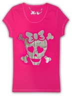 KYLIE M&CO * BLUZKA neon róż CZASZKA srebro 158