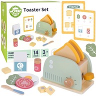 Drewniany Toster Zestaw Śniadaniowy z Akcesoriami AGD 13 el. WOOPIE GREEN
