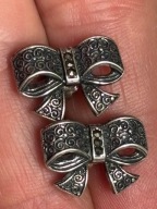 Kolczyki stare srebrne sztyft kokardy kokardki