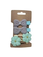 Spinki do włosów kwiatki szydełkowe i kokardki 4 szt. handmade