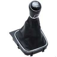 GAŁKA ZMIANY BIEGÓW SKÓRA CZARNA NIĆ VW 6 BIEGÓW