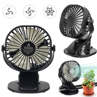 WENTYLATOR BIURKOWY CZARNY Z KLIPSEM USB CICHY BEZPRZEWODOWY 3 TRYBY