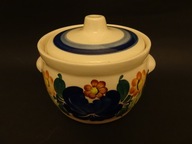 Włocławek, pojemnik kuchenny, fajansowa cukiernica PRL, fajans Prl