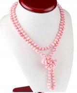 Różowe perły naturalne, słodkowodne, sznur pereł, naszyjnik