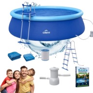 DUŻY BASEN OGRODOWY OKRĄGŁY ROZPOROWY ZESTAW Crivit 457 x 457 cm + GRATIS