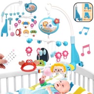 KARUZELA DO ŁÓŻECZKA PROJEKTOR POZYTYWKA PILOT LED KOŁYSANKI ZWIERZĄTKA 3W1