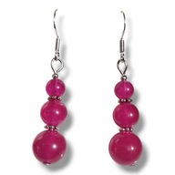 JF64A Urocze kobiece kolczyki kamienie JADEIT FUKSJA