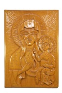 STARA DREWNIANA PLAKIETA PŁASKORZEŹBA MATKA BOSKA MARYJA ZOBACZ!