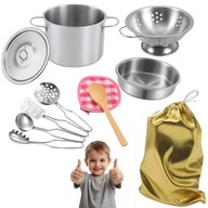ZESTAW GARNKÓW GARNKI DLA DZIECI AKCESORIA KUCHENNE METALOWE DUŻE PREZENT