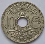 Francja 10 centimes 1939 - stan 1/2
