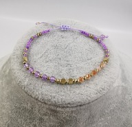 72340 Bransoletka złota stal chirurgiczna kolorowe koraliki sznurek