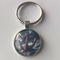 Brelok do kluczy, szkło, kotwica