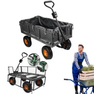 WÓZEK OGRODOWY TRANSPORTOWY PRZYCZEPKA NA LIŚCIE DREWNO TACZKA PLANDEKA