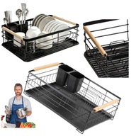 SUSZARKA NA NACZYNIA MAŁA CZARNA OCIEKACZ STOJĄCA METALOWA 43x37,5x12 cm