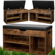 SZAFKA NA BUTY Z SIEDZISKIEM SKÓRZANYM PRZEDPOKÓJ LOFT 80CM RUSTYKALNA