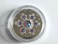 Uncja srebra - 20 Dollars 2009 - kolekcja: Snowflake, Śnieżynka - Pink