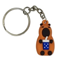 Brelok KAPIBARA z Napojem Capybara SŁODKA Zawieszka DO KLUCZY Brązowa