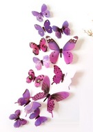 Motyle D621 dekoracyjne fiolet 3D (12szt) naklejka