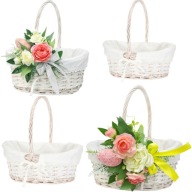 KOSZYK WIELKANOCNY Z DEKORACJĄ STROIK NA ŚWIĘCONKĘ WIKLINOWY KOSZYCZEK