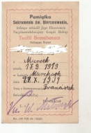 PAMIĄTKA SAKRAMENTU BIERZMOWANIA KS. BISKUP T.BROMBOSZCZ 1934 R