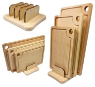 DESKI DO KROJENIA NA STOJAKU IMPREGNOWANE ZESTAW 3 SZT LITE DREWNO BUKOWE