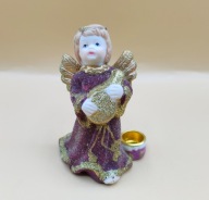 ANIOŁEK zdobiny kolorowy, gra na gitarze ŚWIECZNIK