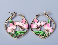 KOLCZYKI emaliowane emalia kwiaty nocy lilie