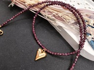 Naszyjnik z sercem z Kamieni Naturalnych Granat