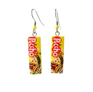 Kolczyki z paczką słodyczy, cukierki Puccho, lemoniada