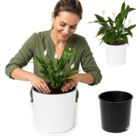 DONICZKA DONICA OGRODOWA NA TARAS 19CM BIAŁA + WKŁAD OKRĄGŁA ODPORNA NA UV