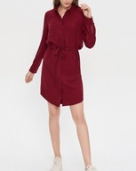 House – Bordowa Sukienka Koszulowa z Wiązaniem – Rozmiar 36 / S