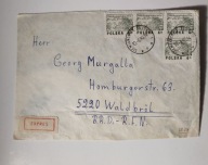 Koperta z obiegu. Do Niemiec. Nalepka Express. 04669