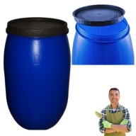 ZBIORNIK POJEMNIK NA DESZCZÓWKĘ WODA NIEBIESKI BECZKA 120L POKRYWKA 80 X 45
