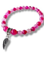 AG68 - Bransoletka kamienie AGAT różowe 16 cm