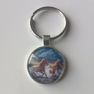Brelok do kluczy, szkło, konie