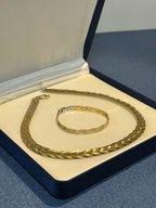 PIĘKNY GRUBY ŁAŃCUCH NASZYJNIK POLSKIE SREBRO 925 ZŁOCONE Z BRANSOLETKĄ