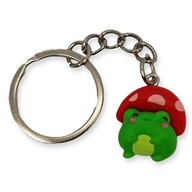 Brelok Zielona ŻABKA w Czapce Muchomorku ŻABY Zawieszka Prezent DO KLUCZY