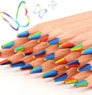 Kredki Tęczowe 7 w 1 Drewniane Ołówki Wielokolorowe ZESTAW 12 szt.