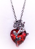 Gotycki Naszyjnik KRWAWE SERCE – Czarna Róża i Ciernie