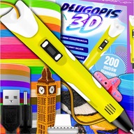 DŁUGOPIS 3D DRUKARKA 3D PEN ZESTAW 200M WKŁADÓW PLA FILAMENT PRO