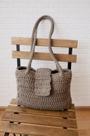 MAMAJASTUDIO Pojemna torebka na ramię,prostokątna damska torebka zapinana.