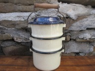 Stary Emaliowany Trojak/Menażka Obiadowa_SILESIA PRL