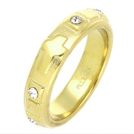 64222 Obrączka z krzyżykiem złota stal chirurgiczna średnica 20 mm