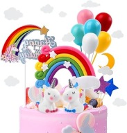 DEKORACJA TORTU JEDNOROŻEC URODZINY TĘCZA DLA DZIECI