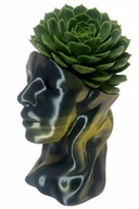 Doniczka Osłonka Twarz Kobiety Czarno Złota Efekt Jedwabiu Nowoczesna